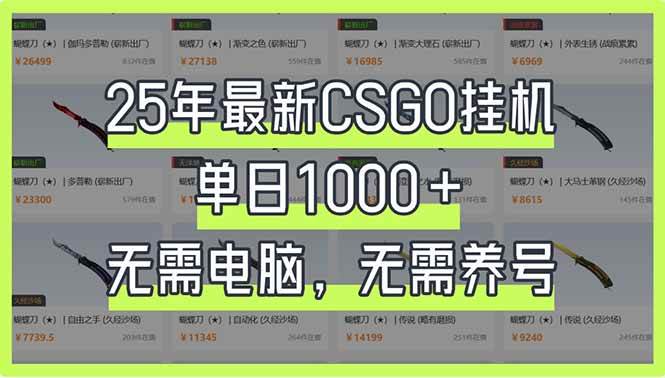 (14178期)25年最新CSGO挂机系统,单日1000+,无需电脑,无需养号,0基础可上手-星火爱财