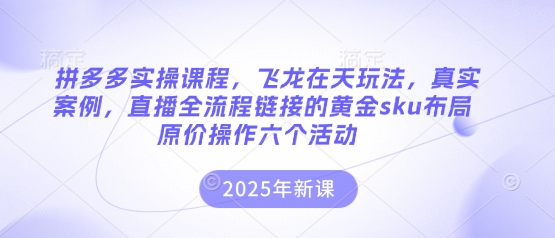 拼多多实操课程,飞龙在天玩法,真实案例,直播全流程链接的黄金sku布局原价操作六个活动-星火爱财