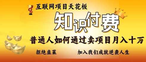 互联网项目天花板,知付付费项目,普通人如何通过卖项目月入十个,拒绝韭菜【揭秘】-星火爱财