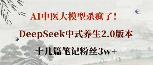 AI中医大模型杀疯了!DeepSeek中式养生2.0版本,十几篇笔记粉丝3w+-星火爱财