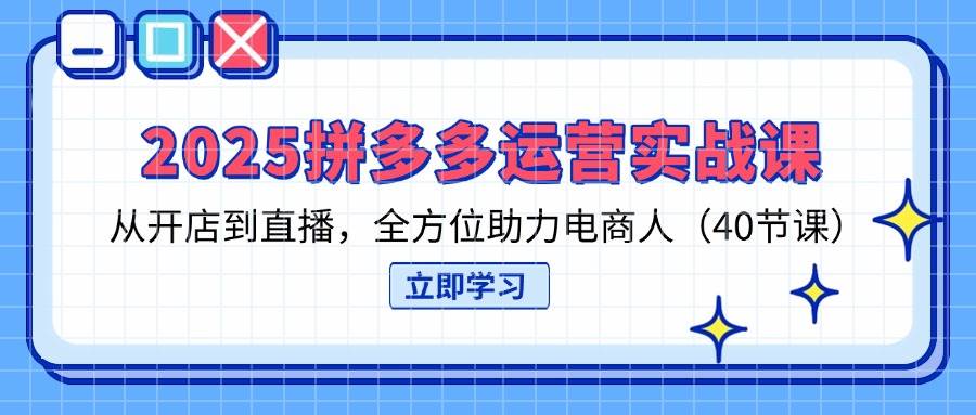 (14259期)2025拼多多运营实战课,从开店到直播,全方位助力电商人(40节课)-星火爱财