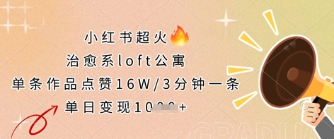 小红书超火的治愈系loft公寓,单条作品点赞16W,3分钟一条,单日变现数张-星火爱财