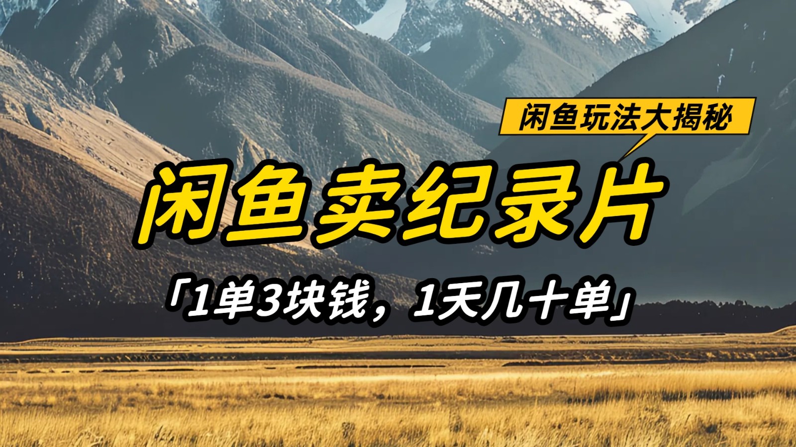 闲鱼卖纪录片,简单又赚钱的小项目,1单3块钱 1天几十单-星火爱财