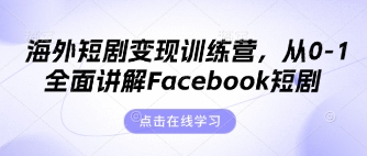 海外短剧变现训练营,从0-1全面讲解Facebook短剧-星火爱财