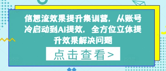 信息流效果提升集训营,从账号冷启动到AI提效,全方位立体提升效果解决问题-星火爱财