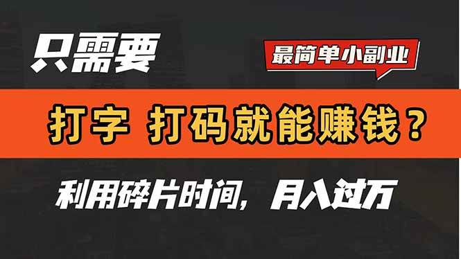 (14673期)只需要打字,打码,就能赚钱?简单的赚钱小副业,利用碎片时间,月入过万-星火爱财