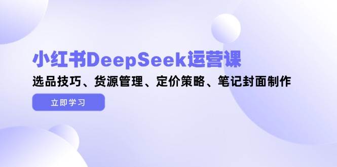 小红书DeepSeek运营课,选品技巧、货源管理、定价策略、笔记封面制作-星火爱财