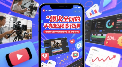 爆火全网的手机短视频变现课,0基础教你拍摄剪辑涨粉运营变现,用一部手机挣钱-星火爱财