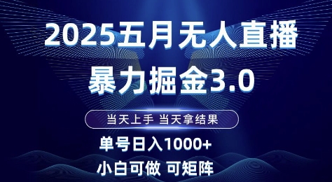 2025五月无人直播暴力掘金3.0,当天上手,当天拿结果,单号日入1k+小白可做可矩阵【揭秘】-星火爱财