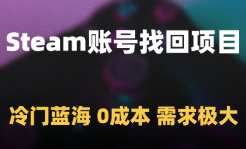 Steam账号找回项目,冷门蓝海,0成本,需求极大-星火爱财