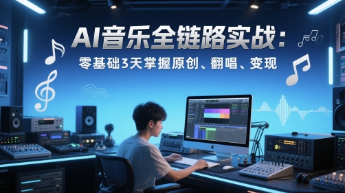 AI音乐全链路实战变现课:零基础3天掌握原创、翻唱、变现-星火爱财