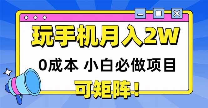 (14879期)玩玩手机月入20000+,0成本小白必做项目,可矩阵-星火爱财