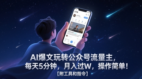 AI爆文玩转公众号流量主,每天5分钟,月入过W,操作简单!【附工具和指令】-星火爱财