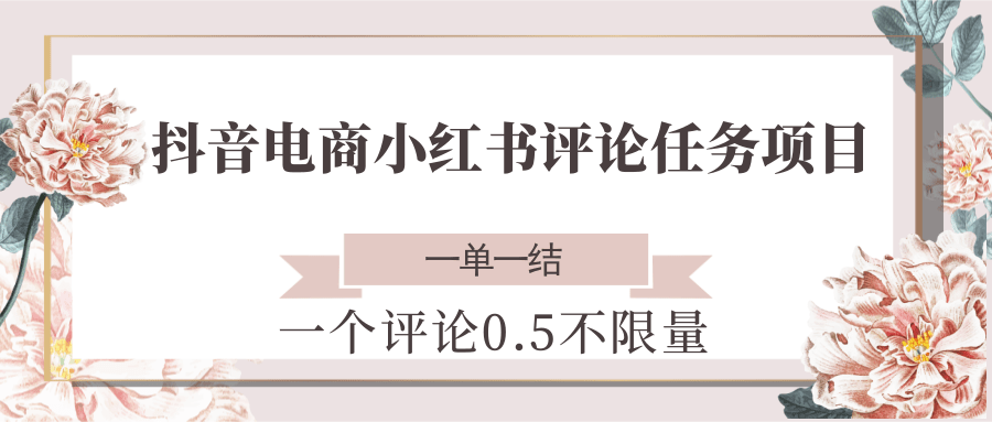 抖音电商小红书评论任务项目,一个评论0.5,一单一结 不限量-星火爱财