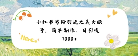 小红书男粉引流项目之美女账号6,简单制作,条条爆款原创,不违规-星火爱财