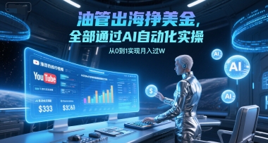 油管出海挣美金,全部通过AI自动化实操,从0到1实现月入过W-星火爱财