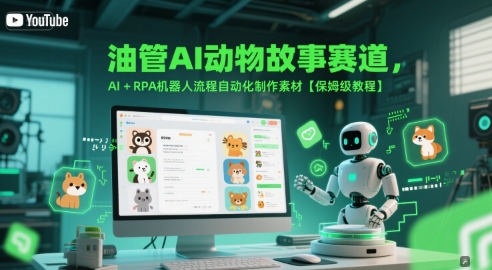 油管AI动物故事赛道,AI+RPA机器人流程自动化制作素材【保姆级教程】-星火爱财