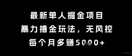 最新单人掘金项目,暴力撸金玩法,无风控,每个月多挣5k+【揭秘】-星火爱财