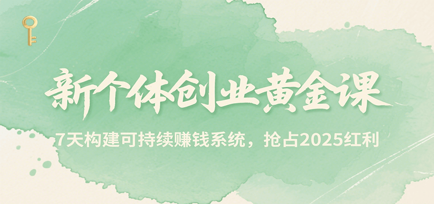 新个体创业黄金课,7天构建可持续赚钱系统,抢占2025红利-星火爱财