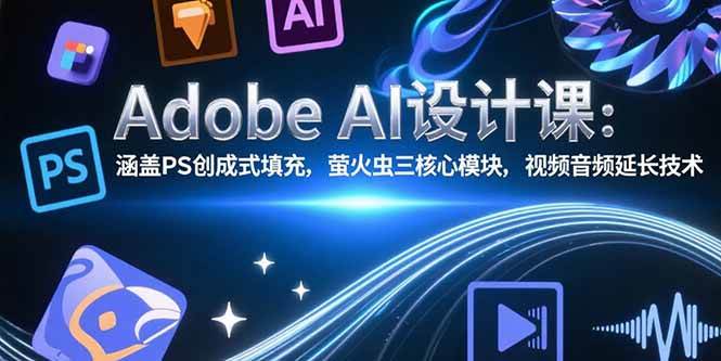 (15469期)Adobe AI设计课:涵盖PS创成式填充,萤火虫三核心模块,视频音频延长技术-星火爱财