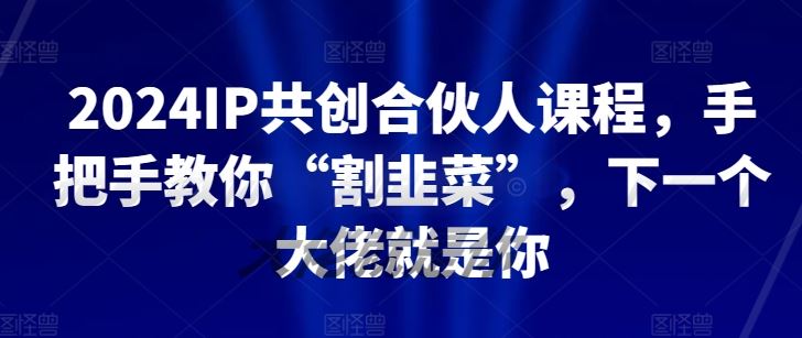 2024IP共创合伙人课程，手把手教你“割韭菜”，下一个大佬就是你-星火爱财