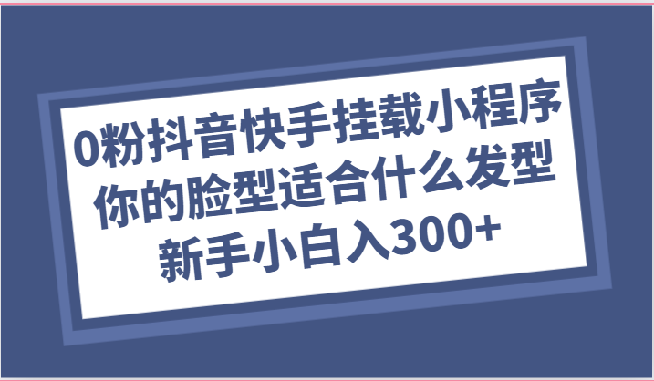 0粉抖音快手挂载小程序，你的脸型适合什么发型玩法，新手小白日入300+-星火爱财