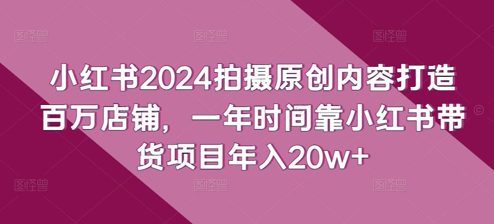 小红书2024拍摄原创内容打造百万店铺，一年时间靠小红书带货项目年入20w+-星火爱财
