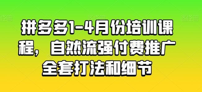 拼多多1-4月份培训课程，自然流强付费推广全套打法和细节-星火爱财