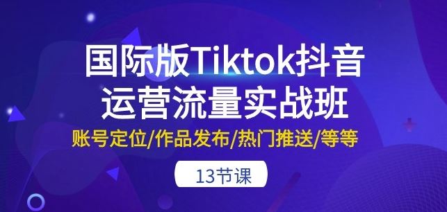 国际版Tiktok抖音运营流量实战班：账号定位/作品发布/热门推送/等等-13节-星火爱财