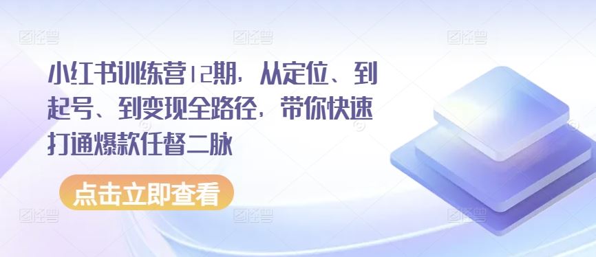 小红书训练营12期，从定位、到起号、到变现全路径，带你快速打通爆款任督二脉-星火爱财