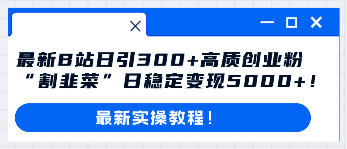 （8216期）最新B站日引300+高质创业粉教程！“割韭菜”日稳定变现5000+！-星火爱财