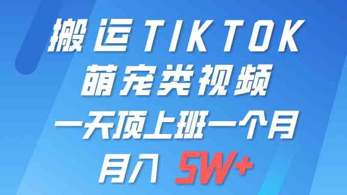 （9931期）一键搬运TIKTOK萌宠类视频 一部手机即可操作 所有平台均可发布 轻松月入5W+-星火爱财