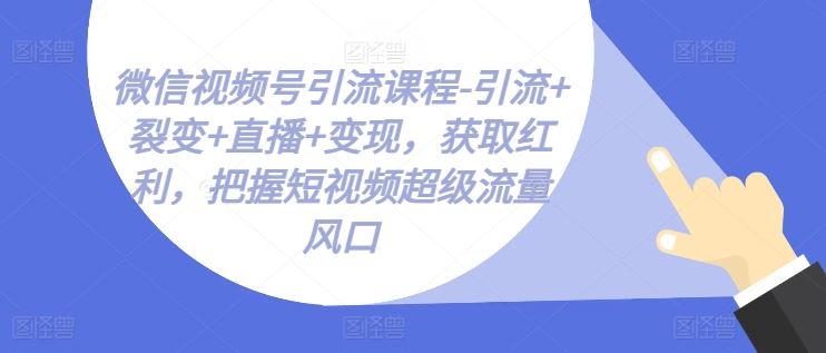 微信视频号引流课程-引流+裂变+直播+变现，获取红利，把握短视频超级流量风口-星火爱财
