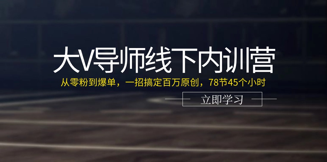（11261期）大V导师线下内训营：从零粉到爆单，一招搞定百万原创，78节45个小时-星火爱财