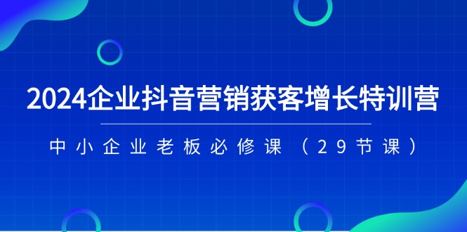 （11349期）2024企业抖音-营销获客增长特训营，中小企业老板必修课（29节课）-星火爱财