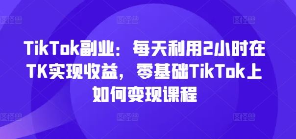 TikTok副业：每天利用2小时在TK实现收益，零基础TikTok上如何变现课程-星火爱财