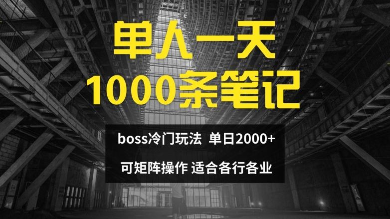 单人一天1000条笔记，日入2000+，BOSS直聘的正确玩法【揭秘】-星火爱财