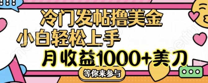 冷门发帖撸美金项目，月收益1000+美金，简单无脑，干就完了【揭秘】-星火爱财