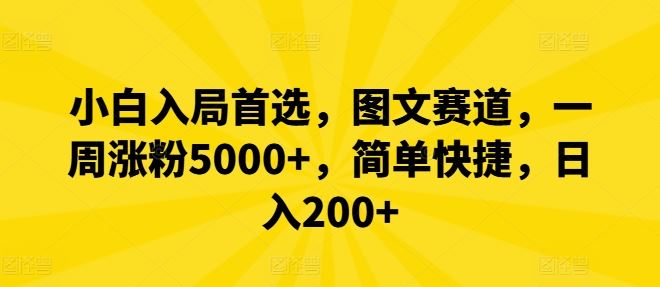 小白入局首选，图文赛道，一周涨粉5000+，简单快捷，日入200+-星火爱财