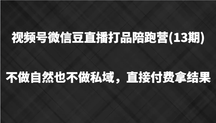 视频号微信豆直播打品陪跑(13期)，不做不自然流不做私域，直接付费拿结果-星火爱财