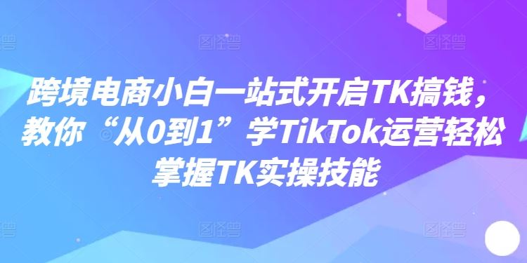 跨境电商小白一站式开启TK搞钱，教你“从0到1”学TikTok运营轻松掌握TK实操技能-星火爱财