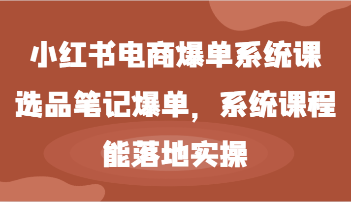 小红书电商爆单系统课-选品笔记爆单，系统课程，能落地实操-星火爱财