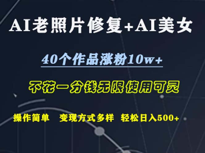 （12489期）AI老照片修复+AI美女玩发  40个作品涨粉10w+  不花一分钱使用可灵  操…-星火爱财
