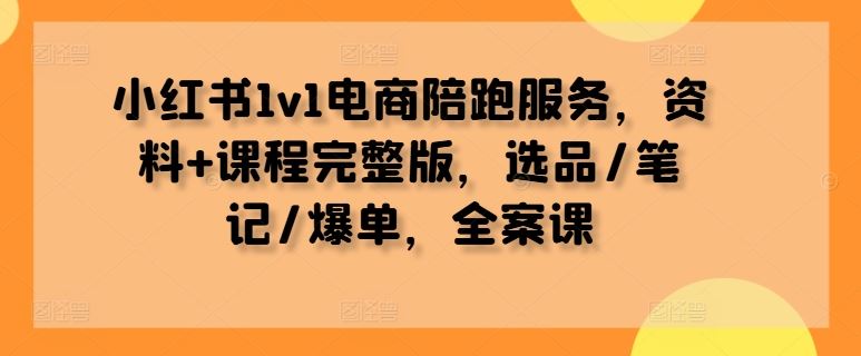 小红书1v1电商陪跑服务，资料+课程完整版，选品/笔记/爆单，全案课-星火爱财