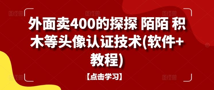 外面卖400的探探 陌陌 积木等头像认证技术(软件+教程)-星火爱财