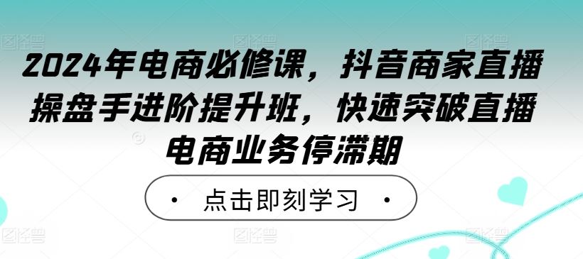 2024年电商必修课，抖音商家直播操盘手进阶提升班，快速突破直播电商业务停滞期-星火爱财