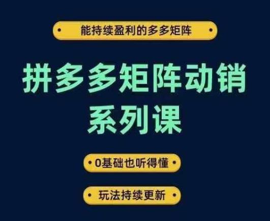 拼多多矩阵动销系列课，能持续盈利的多多矩阵，0基础也听得懂，玩法持续更新-星火爱财