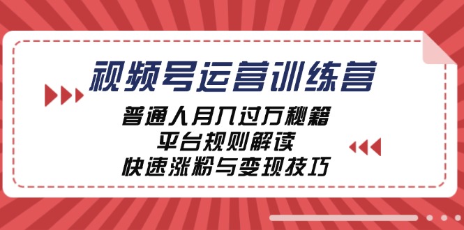 视频号运营训练营：普通人月入过万秘籍，平台规则解读，快速涨粉与变现-星火爱财