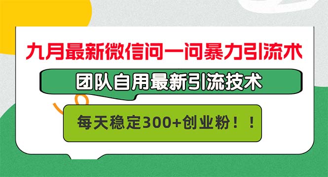 （12735期）九月最新微信问一问暴力引流术，团队自用引流术，每天稳定300+创…-星火爱财