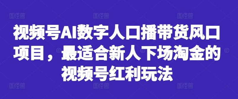 视频号AI数字人口播带货风口项目，最适合新人下场淘金的视频号红利玩法-星火爱财